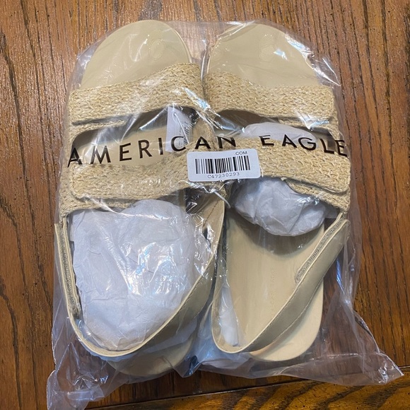 NWT - AE Women’s Raffia Slingback Sandal (Natural Cream / Multiple Sizes) - Picture 2 of 8